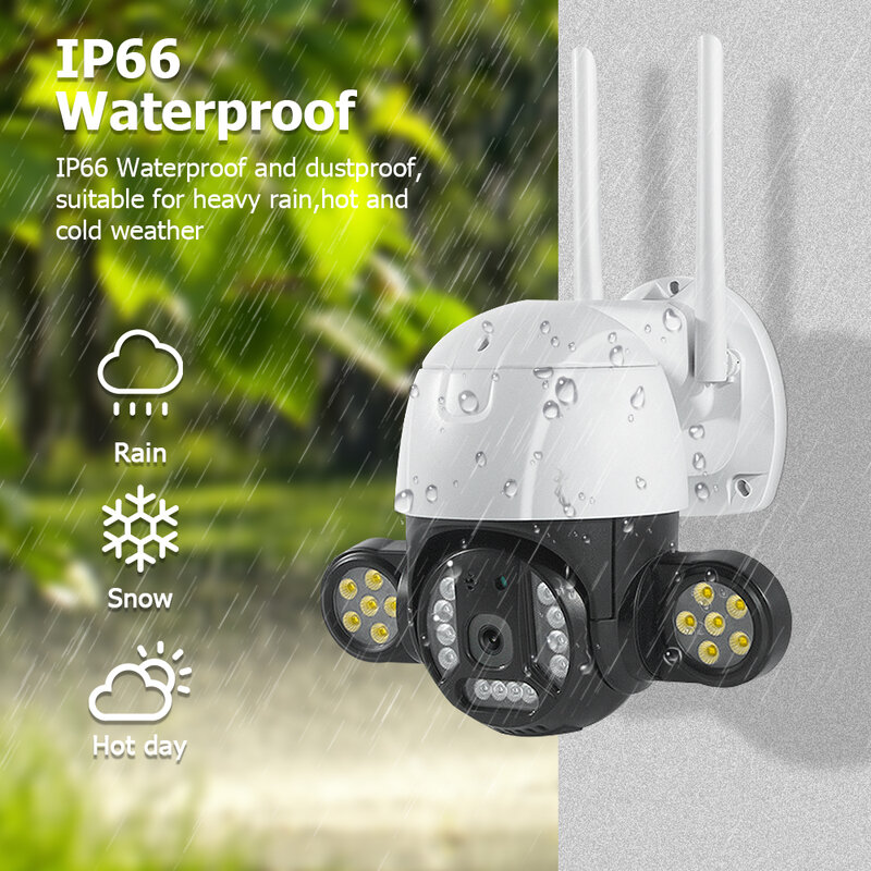 3MP WIFI IP Floodlight Camera กล้องรักษาความปลอดภัยหน้าแรกกล้อง PTZ กลางแจ้งการเฝ้าระวัง CCTV Security กล้องสมาร์ท