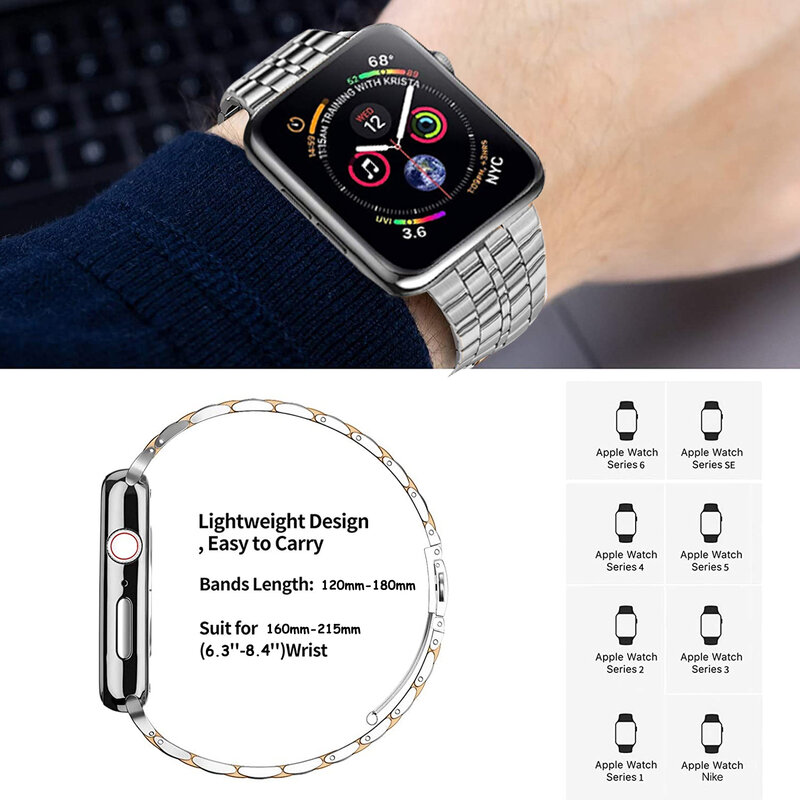 Apple Watch用の軽量ステンレススチールストラップ,40mm,44mm,42mm,38mm,iwatchシリーズ用7/6/se/5/4/3