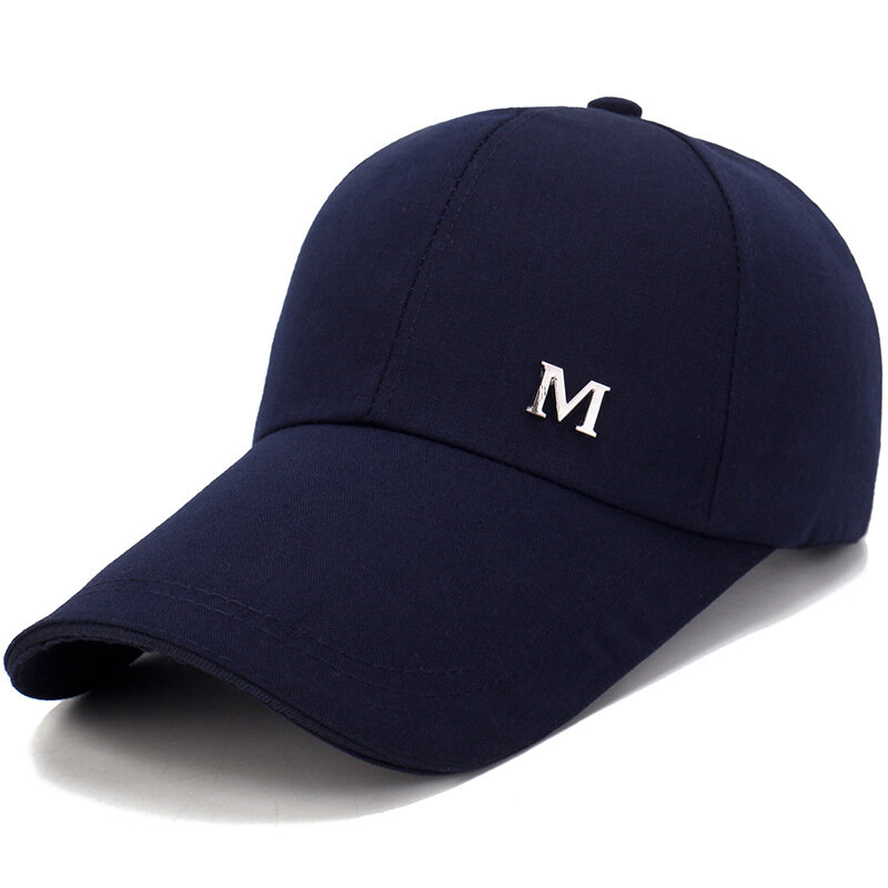 Бейсболка с надписью M для мужчин и женщин, однотонная черная сверхдлинная Кепка от солнца, для улицы, летняя кепка для рыбалки с защитой от у...
