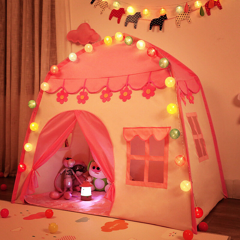 Tienda de campaña portátil para niños, Tipi plegable de 1,3 M, Castillo de princesa rosa para Niñas Grandes, decoración para habitación de niños