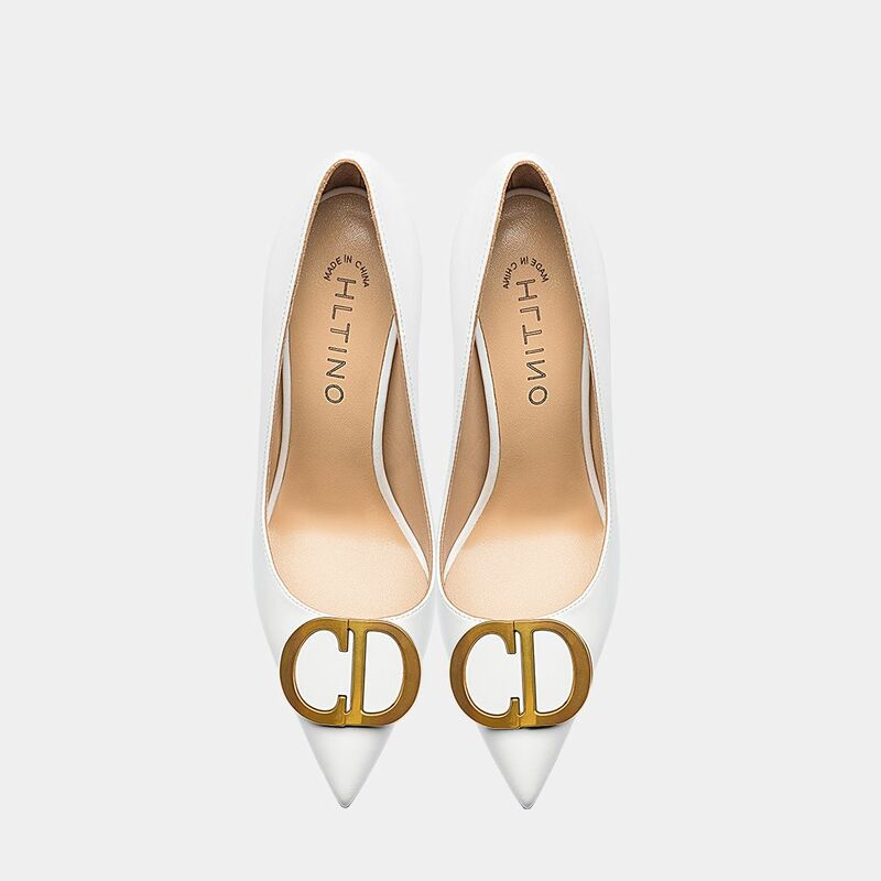 2022 nuove scarpe da punta a punta da festa di lusso 8cm bottone in metallo pompe da donna designer scarpe da donna con tacchi alti da sposa Sexy Plus Size 43