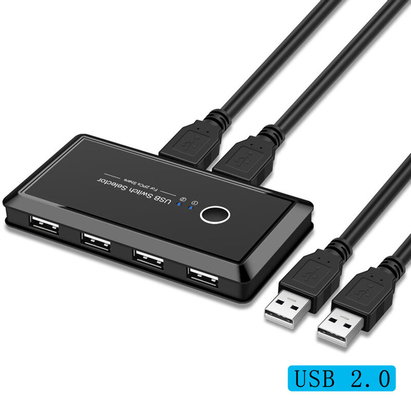 Commutateur KVM USB 3.0/2.0, 2 ports, partage de pièces, 4 appareils, 2x4, sélecteur de commutateur, pour clavier, souris, imprimante, moniteur, Hub