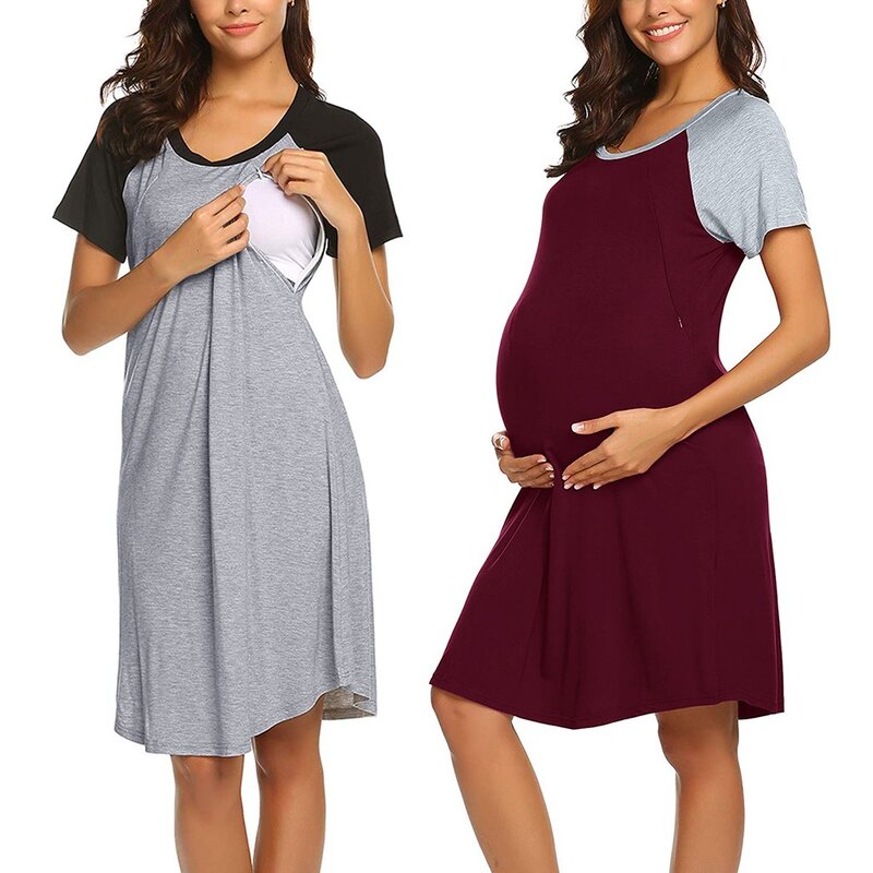 Kobiety sukienka ciążowa pielęgniarstwo dziecko koszula nocna karmienie piersią bielizna nocna odzież damska Plus rozmiar Mama ubrania