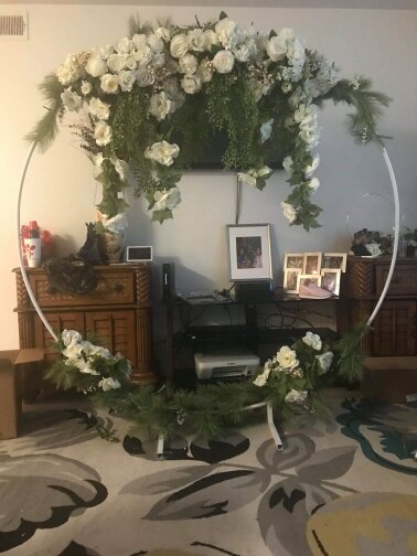 Arco de boda con círculo de Metal, globo redondo, flor, fondo redondo, Marco, soporte, fiesta de cumpleaños, decoración para baby shower