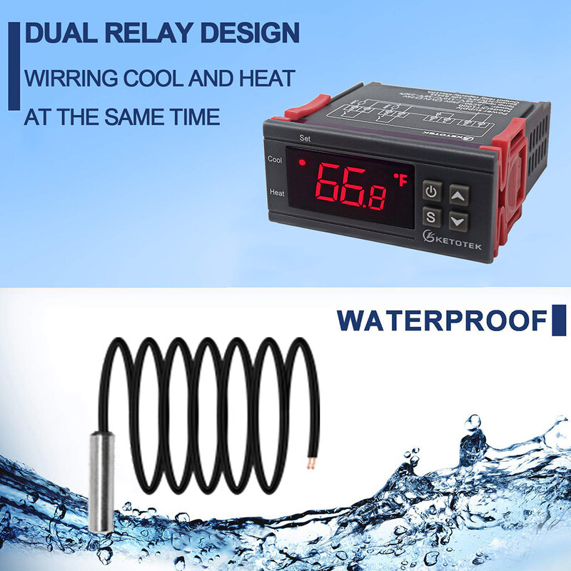 Thermostat régulateur de température numérique, incubateur relais 10a, STC 1000 12V 24V 220V