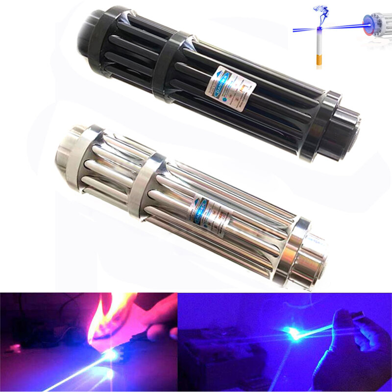 Mạnh Mẽ Đốt Laser Màu Xanh 1.6W Đèn Pin 445nm 10000M Đèn Pin Laser 450nm Focusable Đèn Pin Đốt Cháy Trận Đấu Với 5 Sao mũ Lưỡi Trai
