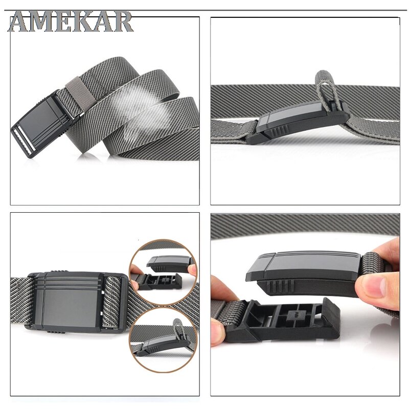 Cinturón ajustable con hebilla magnética de Metal para hombre, cinturón táctico de combate militar de alta calidad, elástico, para pantalones