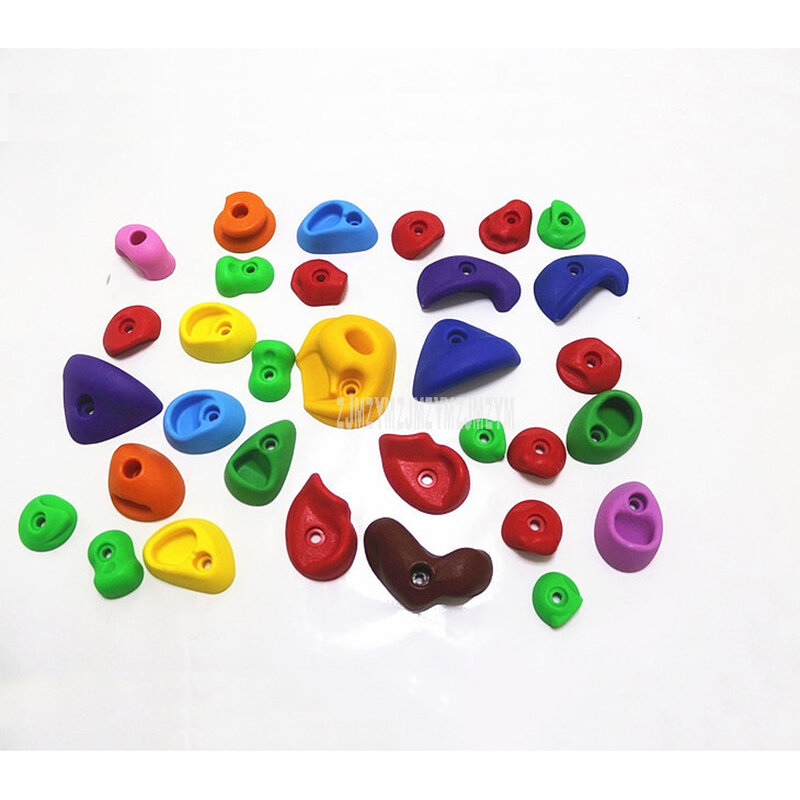 Roca de escalada de plástico con tornillo para niños, soporte de piedra para pared de jardín de infancia, patio de juegos, 1 juego/32 Uds