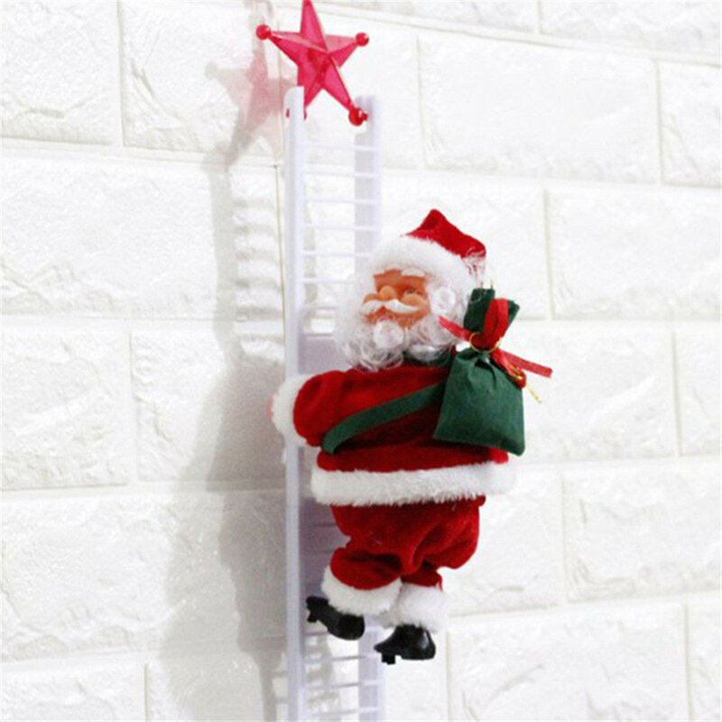 Kerst Decoratie Kerstman Elektrische Klimmen Opknoping Xmas Ornament Speelgoed Nieuwe Jaar Cadeau Voor Baby Kinderen