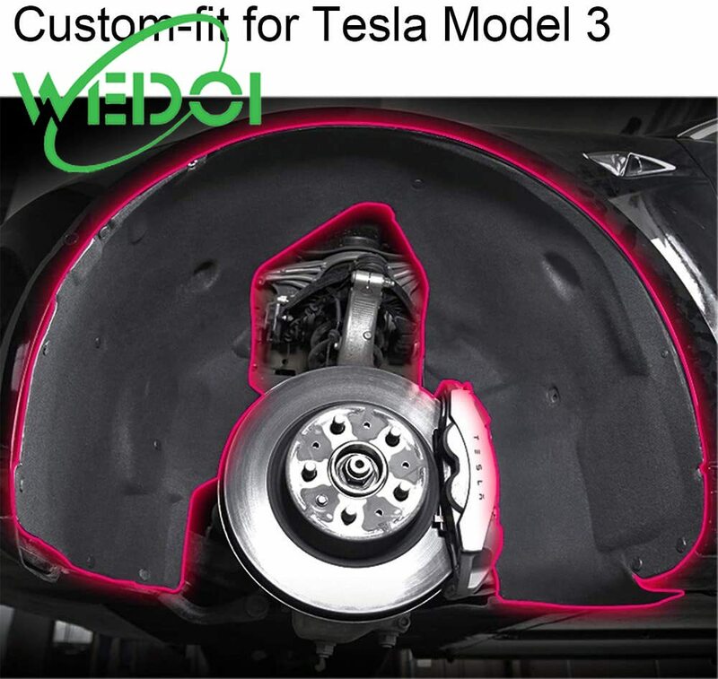 WEDOI Auto Vorderrad Noise Isolierung Baumwolle Für Tesla Modell 3 Sound Isolierung Baumwolle Flamme Rad Sound Trittschalldämmung Matte
