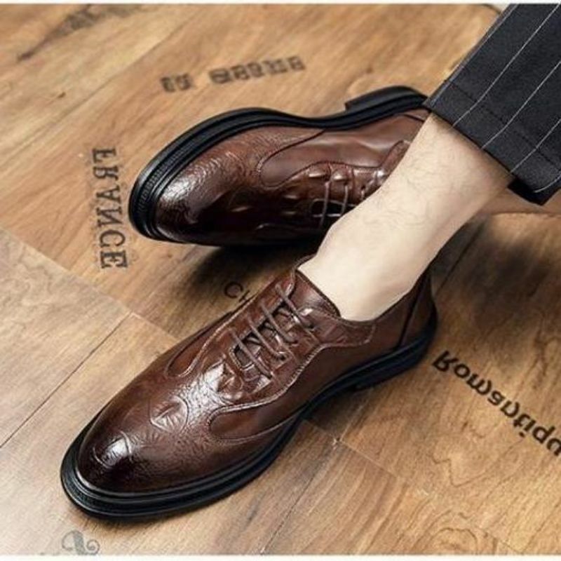 Oxfords – chaussures en cuir PU pour hommes, décontractées, classiques et confortables, à lacets, pour le bureau, nouvelle collection 2021, KF830