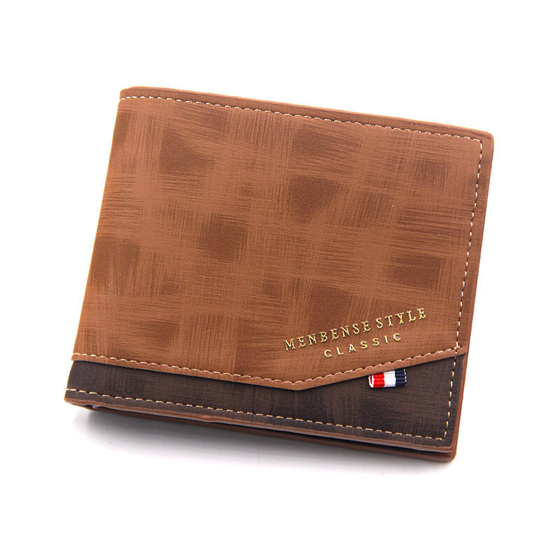 Portefeuille en cuir pour homme, sac d'argent, couleur unie, portefeuille court d'affaires, célèbre Vintage, multi-cartes, sac à monnaie souple