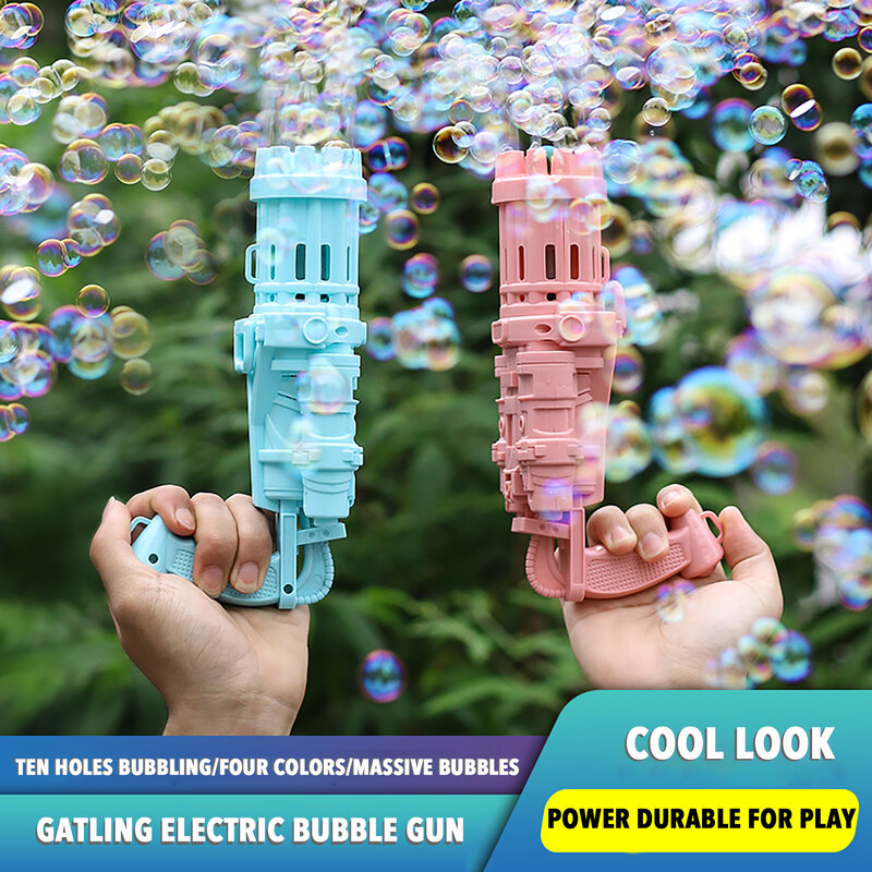 Детский пистолет для мыльных пузырей Gatling, летняя автоматическая машина для мыльных пузырей для детей, для малышей, для дома и улицы, для сва...