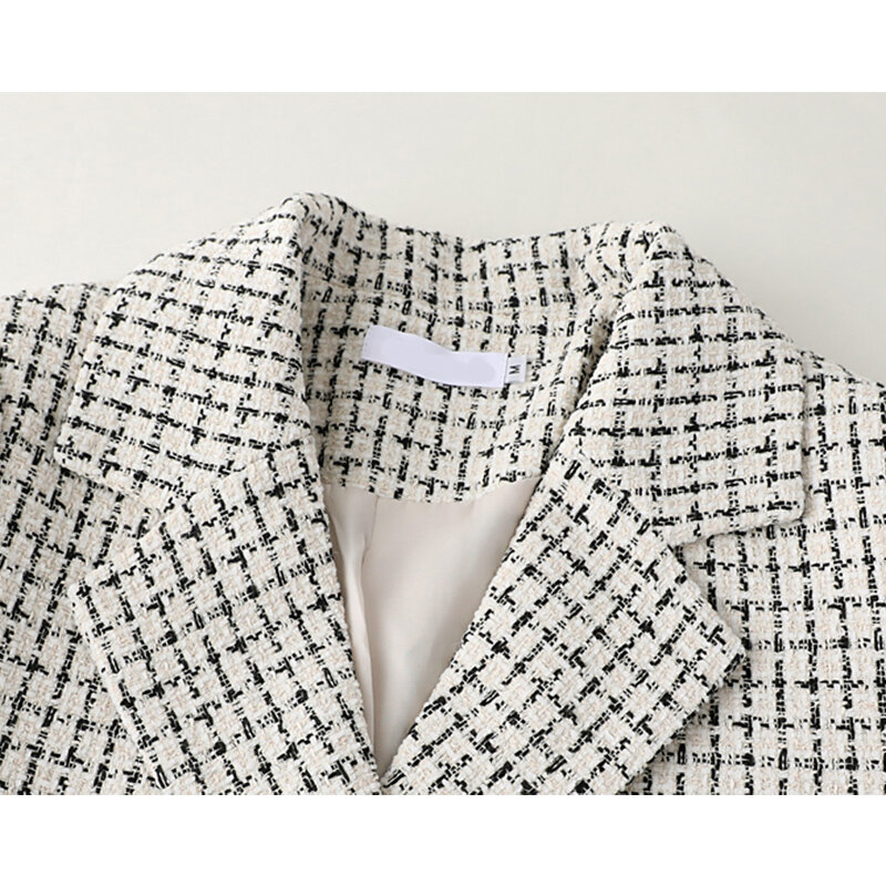 Blazer à carreaux pour femmes, manteau de bureau de haute qualité, à manches longues, Vintage, vêtements d'extérieur, nouvelle collection automne hiver 2021