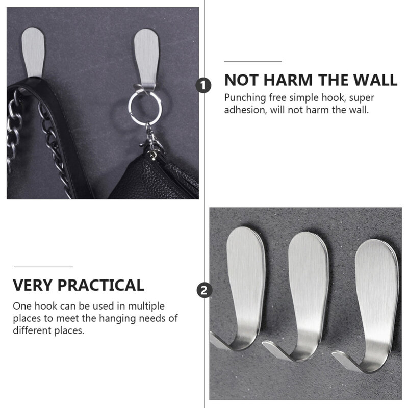 15pcs Creative Hole-free Sticky Hooks J Shape Hooks Simple Wall Hooks for Home