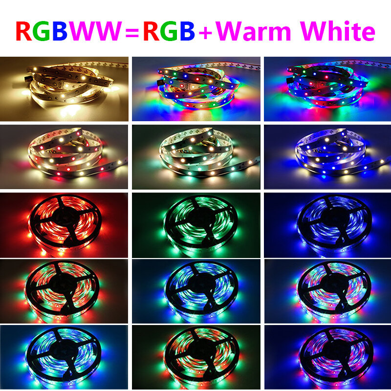 Светодиодная лента RGBWW RGB, осветительная LED полоска SMD 2835 12 В, без водонепроницаемого адаптера, 5 м, 10 м, 15 м, 20 м, 30 м