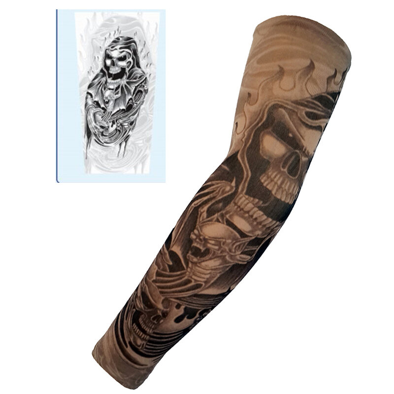 3D Tattoo Outdoor Fietsen Mouwen Gedrukt Uv Bescherming Mtb Fiets Compressie Mouwen Arm Bescherming Accessoires