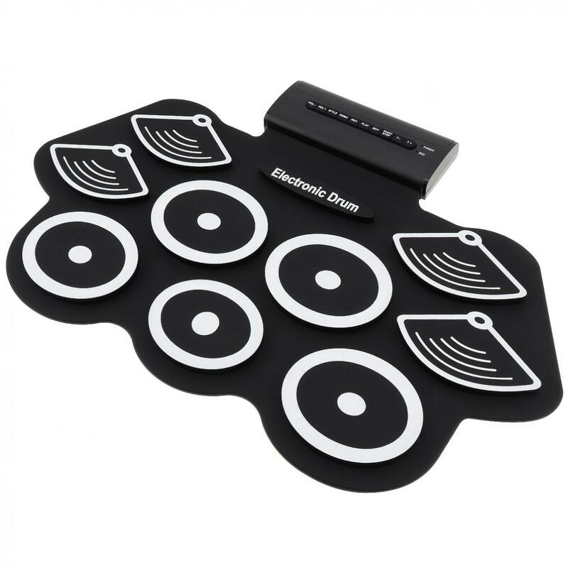 9 Pads Electronic Roll up Silicone Drum Kit with Drumsticks & Sustain Pedal Hand Percussion gift Musical Toy Instrument
