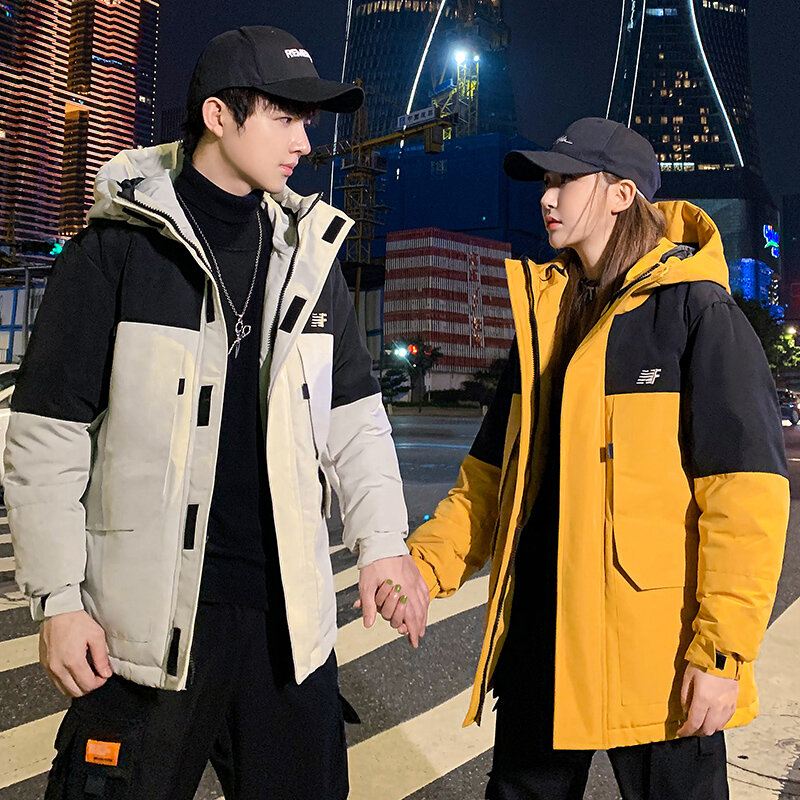 2021 new couples plus down fashion casual short warm down jacket men's hooded coat high quality brand Beautiful purple winter