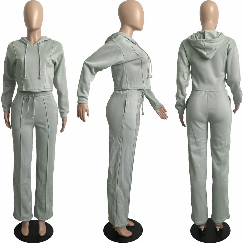 Bluza z kapturem spodnie damskie z szerokimi nogawkami zestaw gruba bluza spodnie dresowe dresy sportowe stroje dresowe 2 częściowy zestaw zimowy