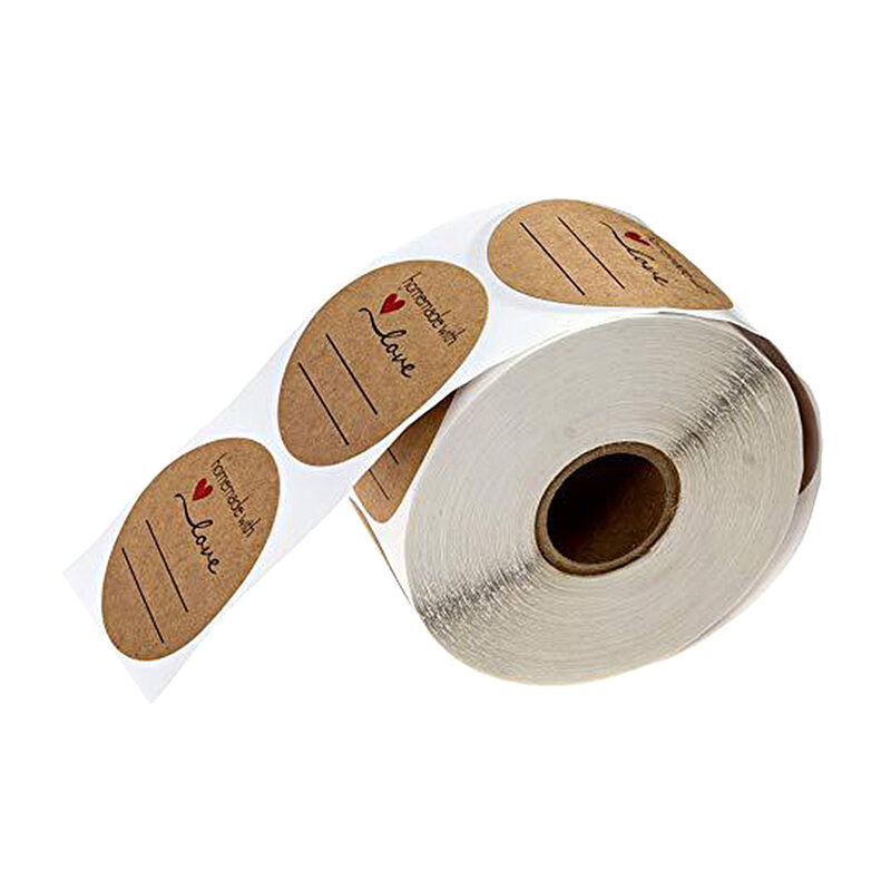 500 unidades de rolo de papel kraft caseiro com etiquetas adesivas amor