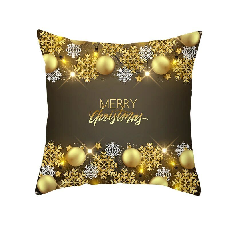 Fuwatacchi ouro natal padrão capa de almofada presente de ano novo lance almofadas para casa sofá fronhas decorativas 45*45cm