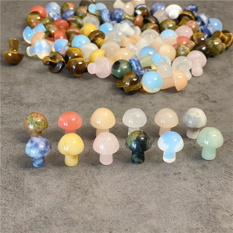 10 sztuk Mini naturalny kwarc różany wszystkie rodzaje kamieni szlachetnych wyrób rzeźbiony kryształowe grzyby do dekoracji wnętrz