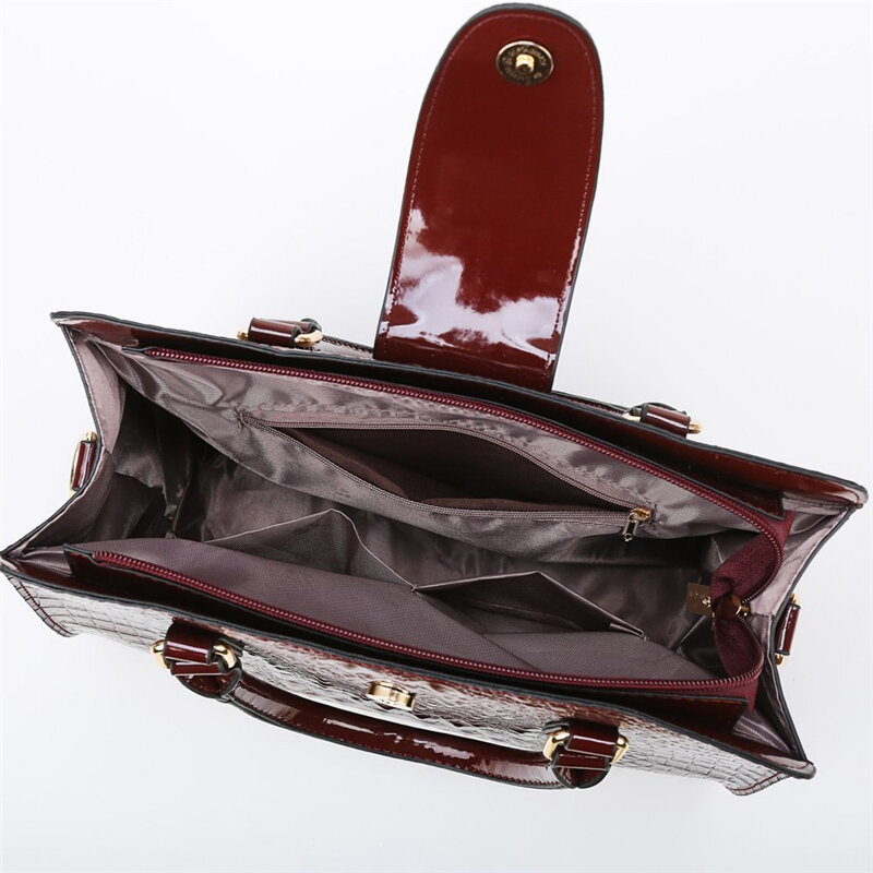 3 set moda Tote Bag in pelle verniciata borse a tracolla di lusso con motivo a coccodrillo per donna 2021 borse a tracolla di marca firmate