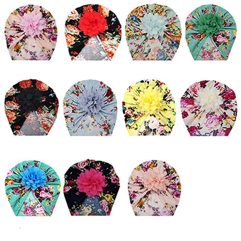 Gorro con patrón Floral Vintage para niñas, turbante, hecho a mano, flores, gorros para niños, accesorios para fotos, regalo de cumpleaños