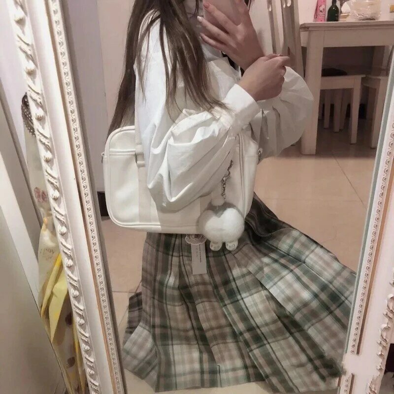 HOUZHOU JK – sac à bandoulière large pour femmes, sacoche en PU blanc 2021, sac à main de sport Harajuku