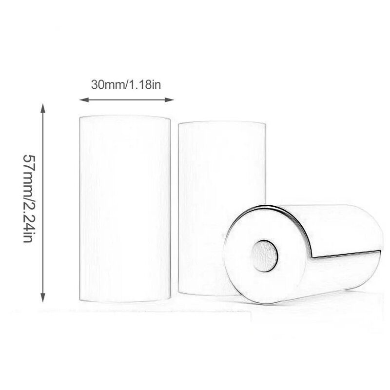 5 Rolls Printable Paper Roll Direct Thermal Paper with Self-adhesive 57*30mm for PeriPage A6 Pocket PAPERANG P1/P2
