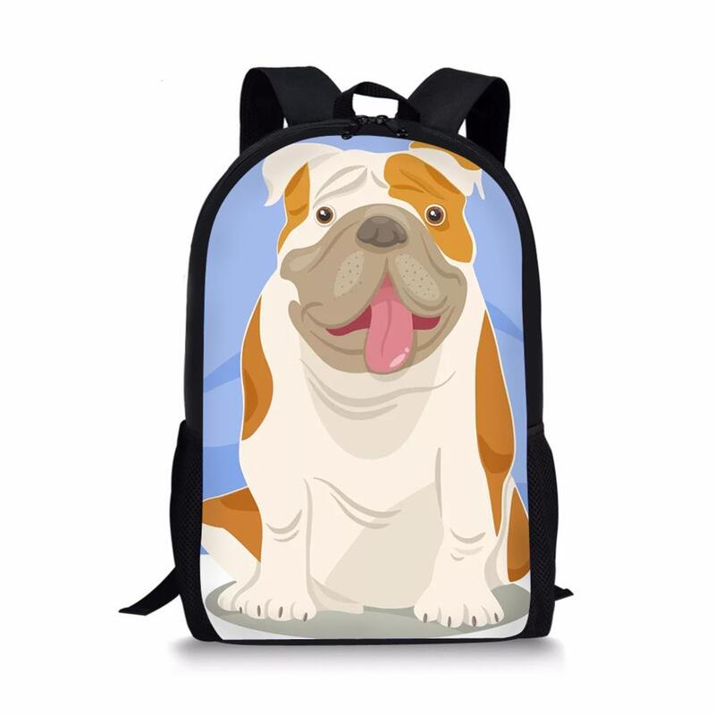 Kids School Bag Cute Bulldogs Print Pattern Children's Travel Backpack Kawaii Design School Toddler Backpack for Boys
