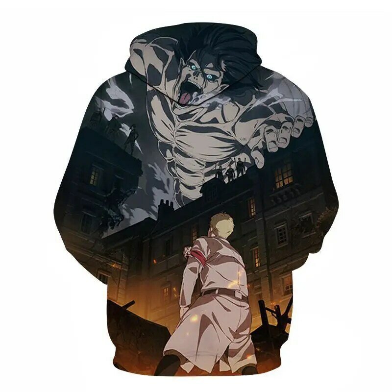 Sudadera con capucha de Anime Attack on Titan 3D para hombre y mujer, suéter con estampado de Shingeki No Kyojin, de gran tamaño, con dibujos animados divertidos