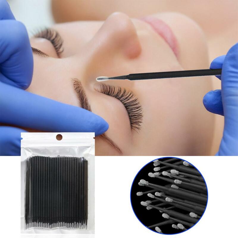 100pcs Disposable Mini Eyelashes Applicator Eye Lash Extension Cotton Swabs for Eye Beauty Tool