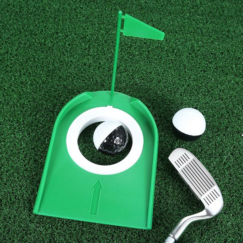 Putter de Golf verde para interiores, entrenador de Golf con bandera de agujero, ayuda para práctica, patio en casa, Ayuda de entrenamiento al aire libre, Agujero ajustable