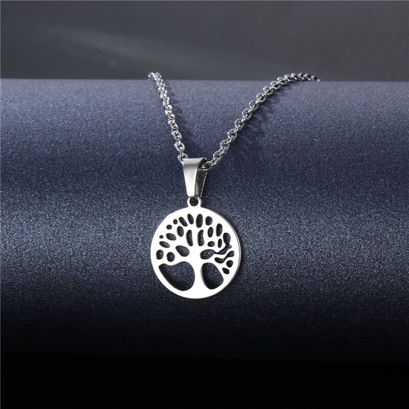 Doreenbeads colar aço inoxidável, pingente árvore de tartaruga de coração para mulheres e homens, joias com 45cm de comprimento, 1 peça