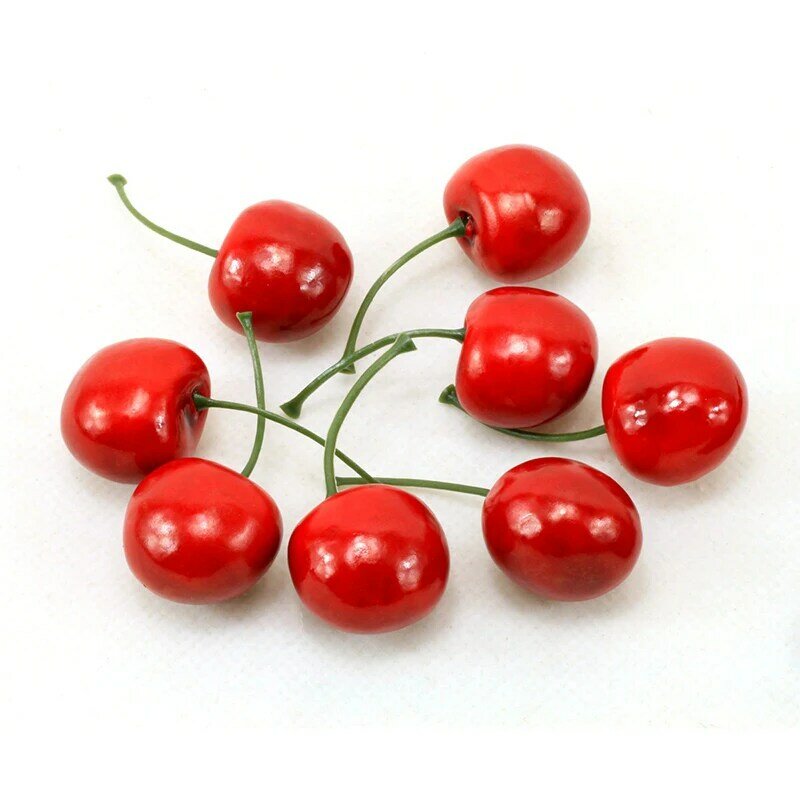 10Pcs Kunstmatige Plastic Cherry Fruit Fake Display Voor Keuken Thuis Voedingsmiddelen Decor Nep Ornament Supplies