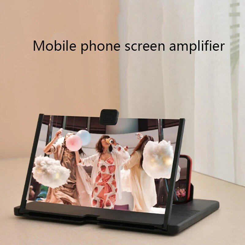 Lupa de pantalla 3D para teléfono móvil, amplificador de vídeo HD de 12/10 pulgadas, soporte con lupa para videojuegos de película, soporte de escritorio plegable para teléfono