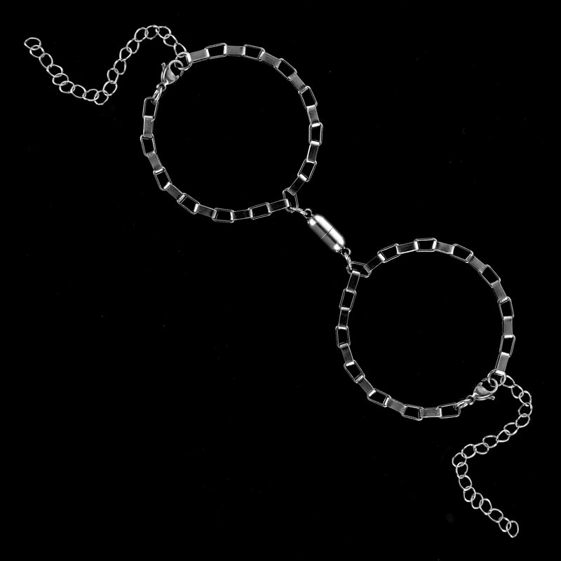 2 pièces/ensemble en acier en forme de O aimant réglable Bracelet pour Couple en acier inoxydable breloque attrayant hommes et femmes saint valentin cadeaux