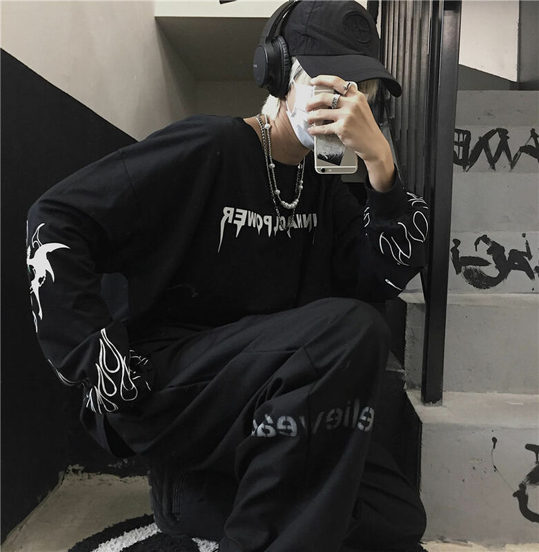 Gedruckt Langarm Pullover Übergroßen Harajuku Hoodie Übergroßen Sommer Kleidung Sweatshirt Damen Koreanische Streetwear Top