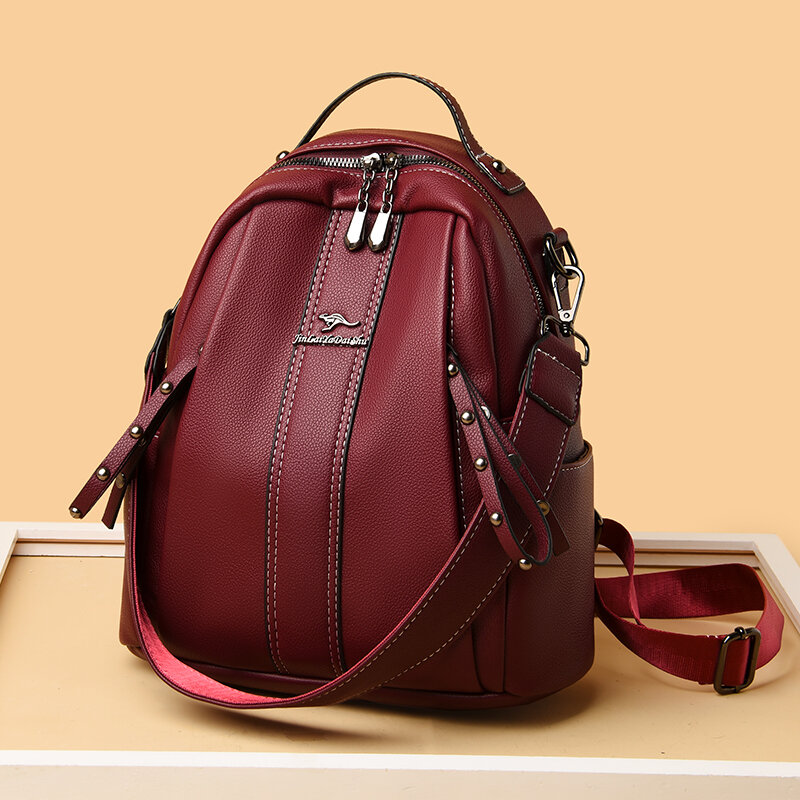 Женский рюкзак из искусственной кожи, многофункциональная Дорожная сумка на плечо, школьный ранец для студентов в стиле преппи