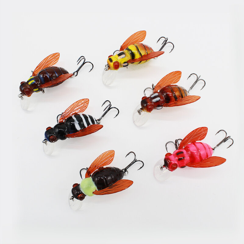 Gorgons Fishing Lure Artificial Bee Crankbait Wasp Wobbler Insect Bait Cicada Bass  Lure Fishing Accessories