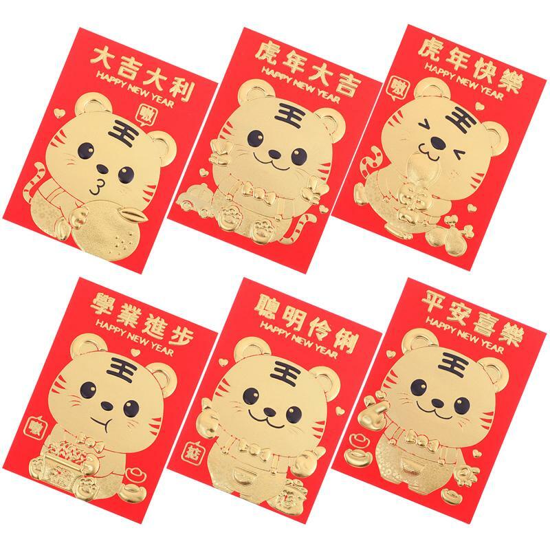 Sobres Rojos chinos de 24/30/60 piezas, bolsa para envolver regalos HongBao, bolsillo para dinero de la suerte para año nuevo Tiger 2022, Festival de Primavera, envío directo