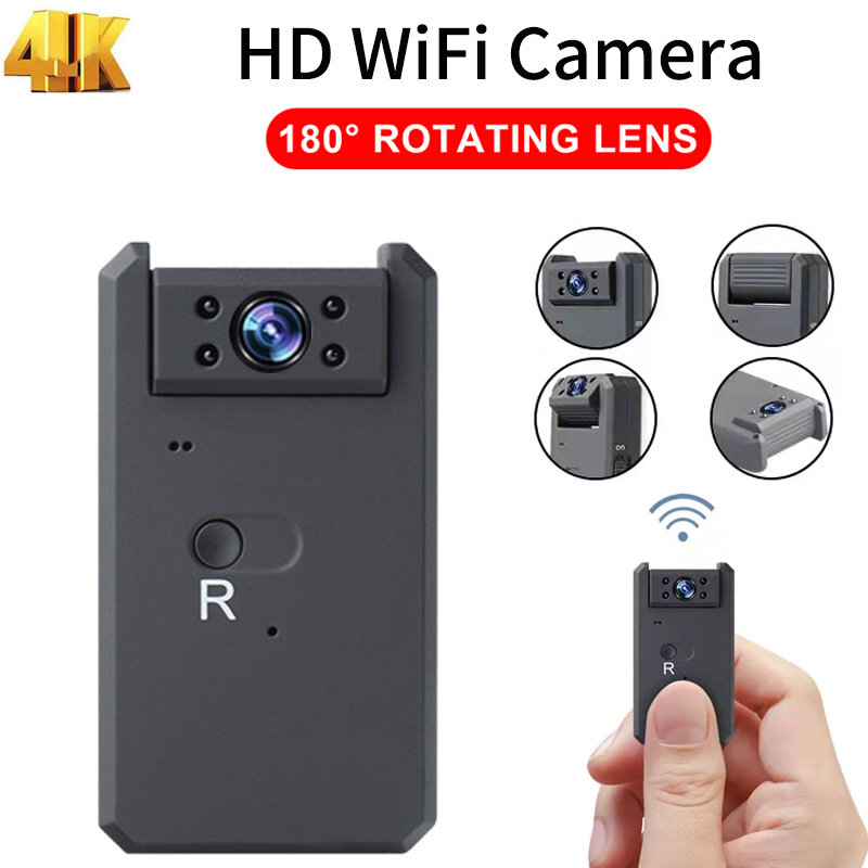 Kamera Mini Wifi 4K HD Memutar 180 Derajat Nirkabel Rumah Pintar Penglihatan Malam DVR Deteksi Gerakan Video Kecil IP Desdesr