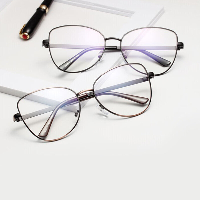 LONSY Retro Cat eye Plain Clear Glasses Frame  Anti Blue Light Lens  Brand Designer Computer Optical Glasses For Female