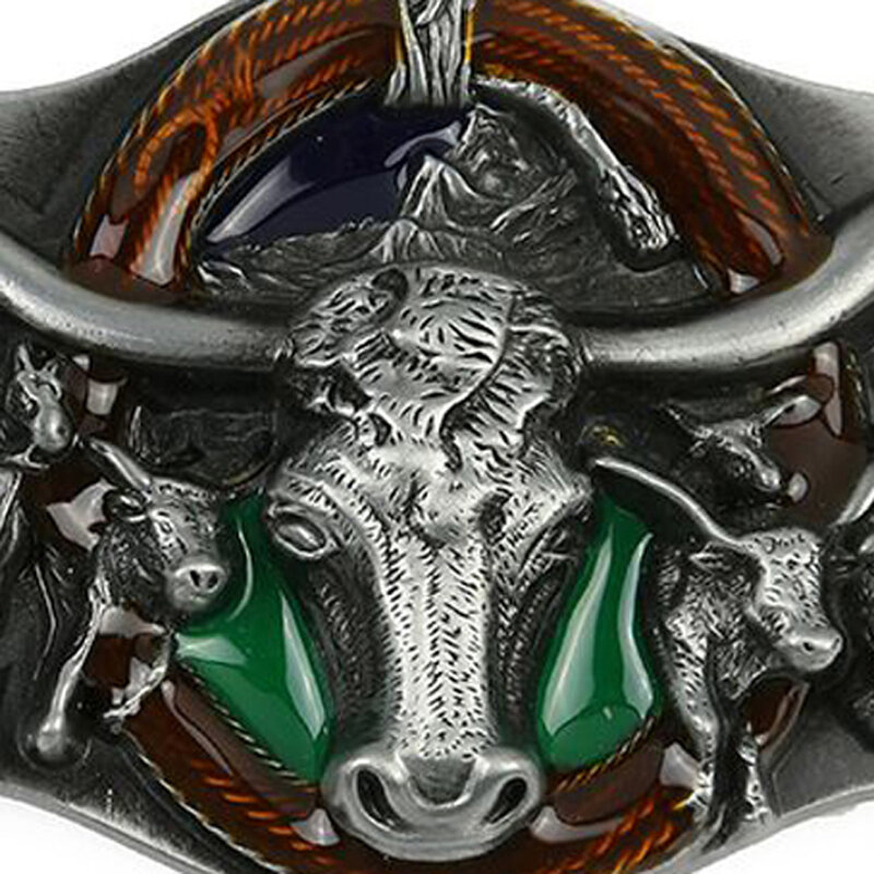 VINTAGE Bull รูปแบบ Rodeo เข็มขัดหัวเข็มขัด Mens Western คาวบอยพอดี 3.6-3.9 ซม.เข็มขัดบุรุษอุปกรณ์เสริม