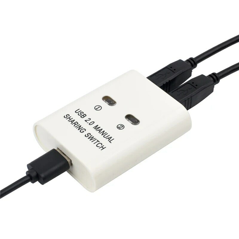 Interruptor USB Manual de 2 puertos, dispositivo de impresora de disco, Share, dos ordenadores, con Cable