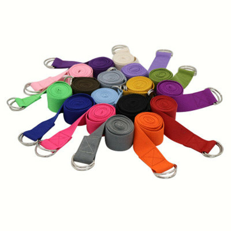 1.83m x 3.8cm cinturino Yoga cinturini per esercizi in cotone resistente fibbia regolabile con anello a D offre flessibilità per Yoga che allunga Pilates