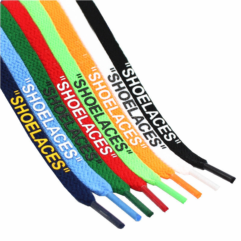 2022 New Fashion Printed Signed Shoelace Shoelaces Black White Orange Green Purple Shoe Laces for The Ten White Shoes Flat Laces