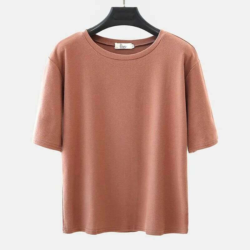 Estate nuova T-shirt oversize semplicità solido Casual maglietta allentata per donna maglietta Harajuku O collo top a maniche corte donna